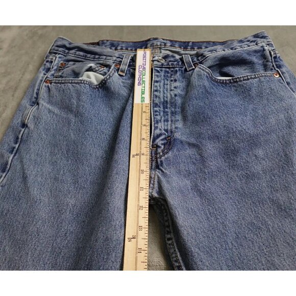 Vintage Levi's 505 Pants Men's W36 L 34 Denim Blue Ankle Flat Front Distressed - Picture 4 of 13